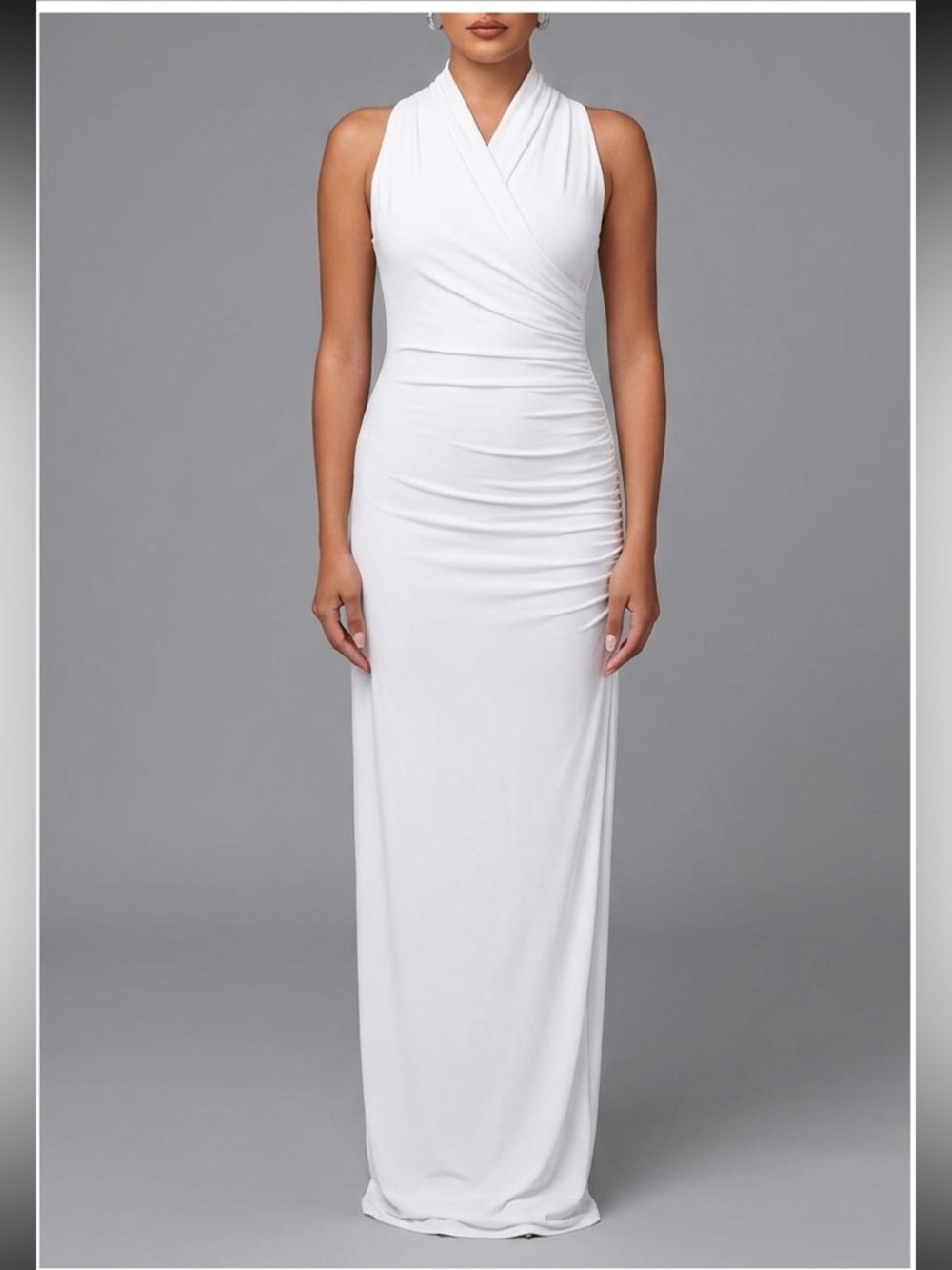 🤍Naked Wardrobe Smooth Sleeveless Overlay Ruched Maxi Dress Small Nordstrom